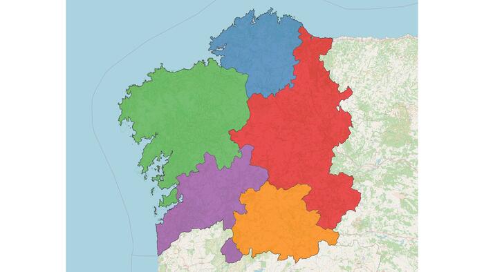 Mapa de rexións de apelidos (Sousa, Crujeiras & Ginzo 2025)