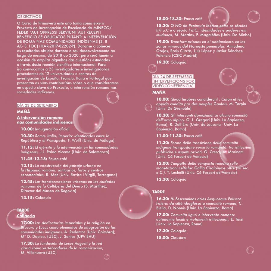 Programa do XVI Curso de Primavera da USC