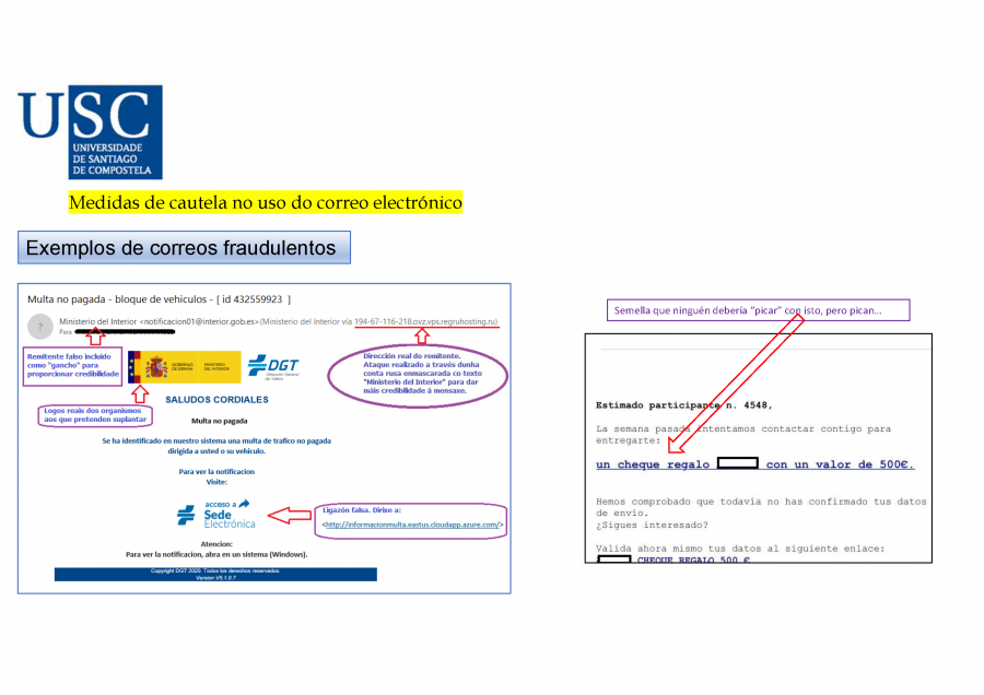 Exemplos de correos fraudulentos I