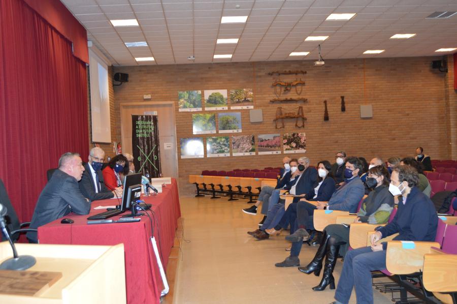 Guaita, Conde, Valcárcel e Recamán, na sesión de clasuura da unidade mixta de investigación Eixo, na EPS de Enxeñaría