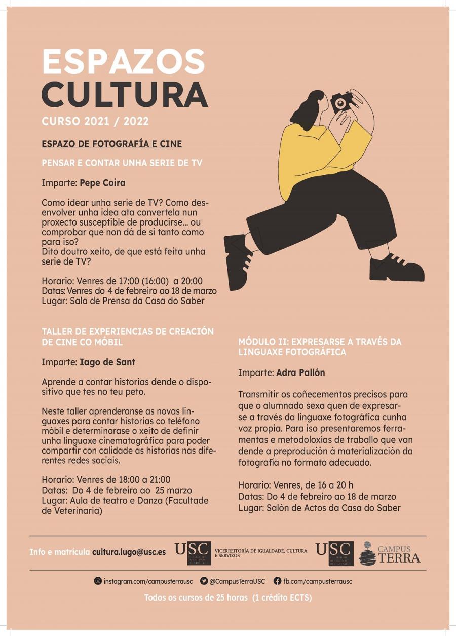 Cartaz informativo da oferta dos Espazos de Cultura da USC en Lugo