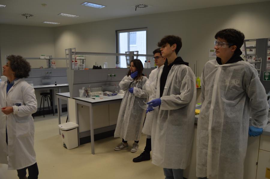 Alumnado do IES Lucus Augusti, nun laboratorio da Facultade de Ciencias