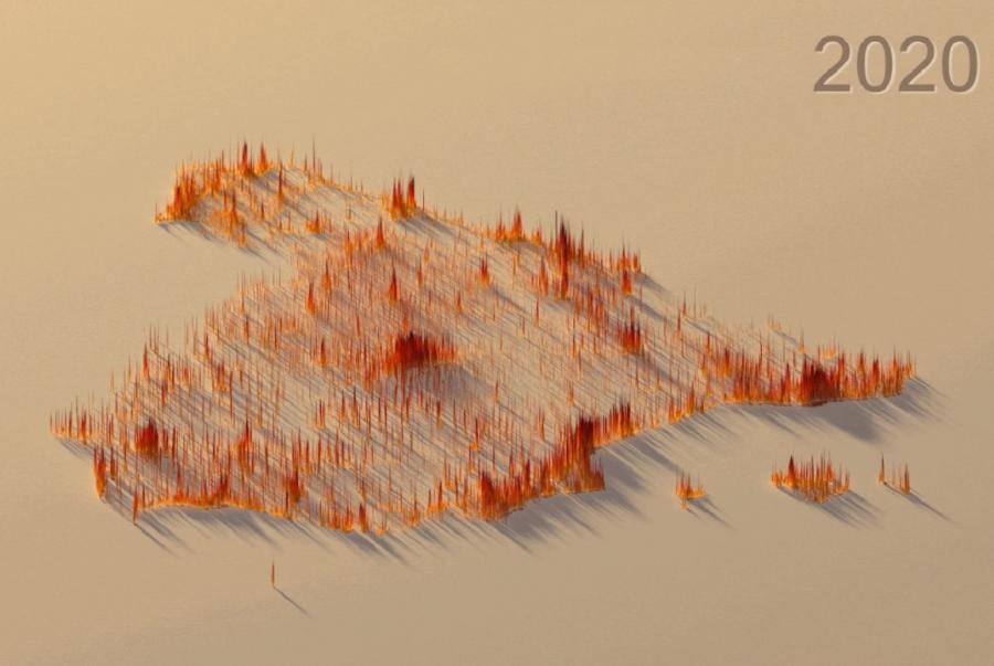 Distribución dos asentamentos en 2020