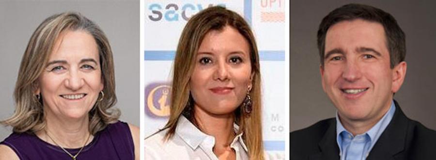 María José Alonso (esquerda) é unha das socias fundadoras da empresa, xunto a Olivier Jarry, asesor de negocio;e Desirée Teijeiro (centro), responsable de valorización de I+D