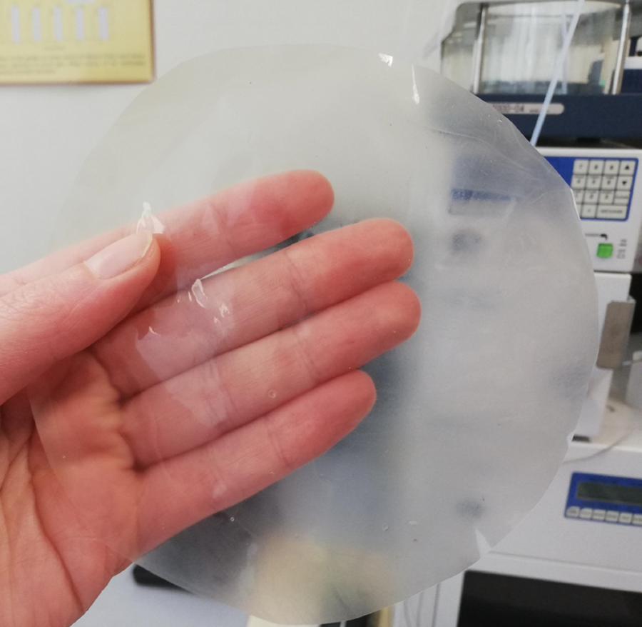 Membrana desenvolvida por Patricia Cazón a partir de celulosa e axeitada para usos alimentarios