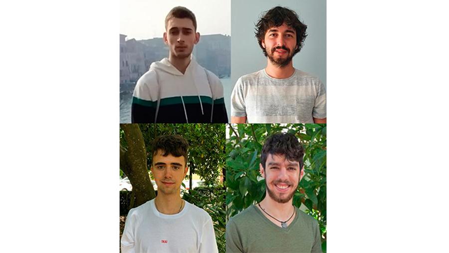 De esquerda a dereita Sergio, Miguel, Javier e Ángel, membros de Sementeira