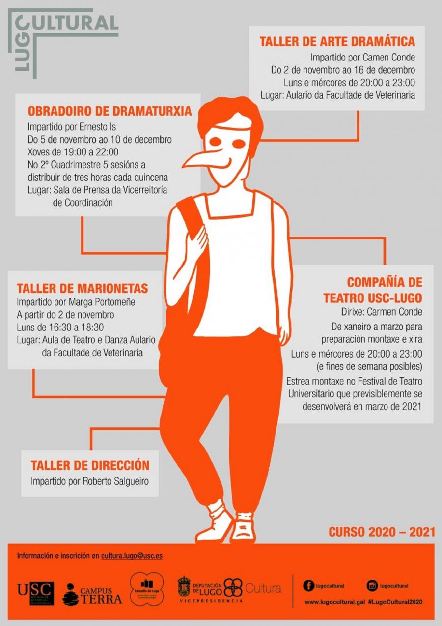 Cartaz da programación formativa da Aula de Teatro da USC en Lugo