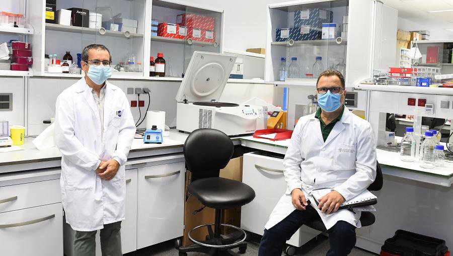 Antonio Salas e Federico Martinón no seu laboratorio. Imaxe de arquivo. FOTO: Santi Alvite Antonio Salas e Federico Martinón no seu laboratorio. Imaxe de arquivo. FOTO: Santi Alvite