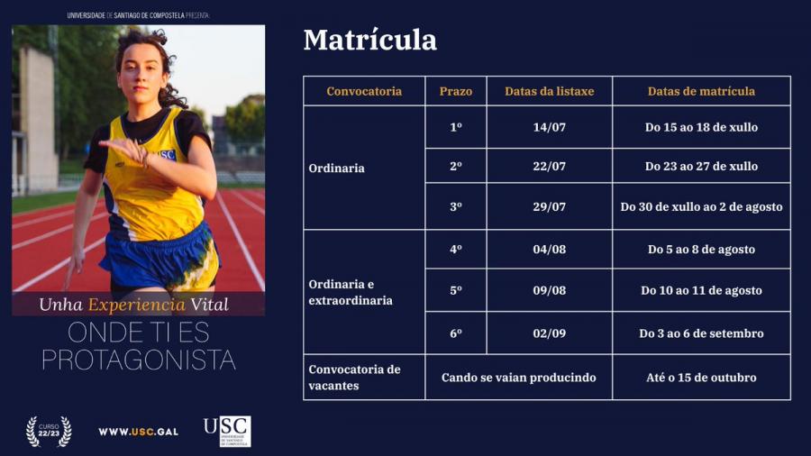 Calendario de matrícula 