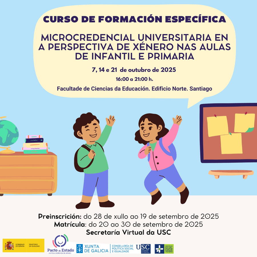 Cartel perspectiva de xénero nas aulas de infantil e primaria. Santiago