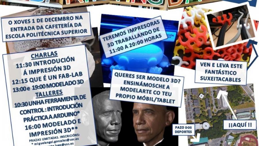 El Campus Terra de la USC organiza talleres abiertos y sesiones de divulgación con motivo del Día Internacional de la Impresión 3D El Campus Terra de la USC organiza talleres abiertos y sesiones de divulgación con motivo del Día Internacional de la Impresión 3D