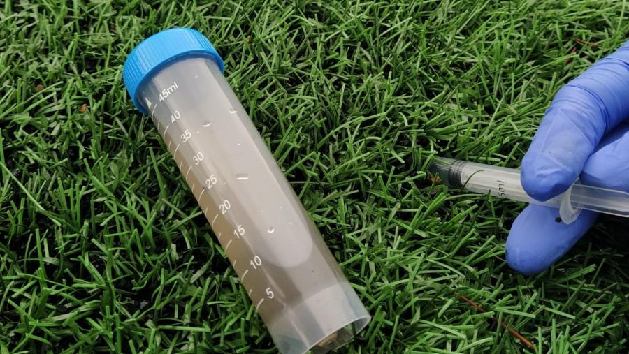 Mostreo de auga realizado no transcurso da investigación