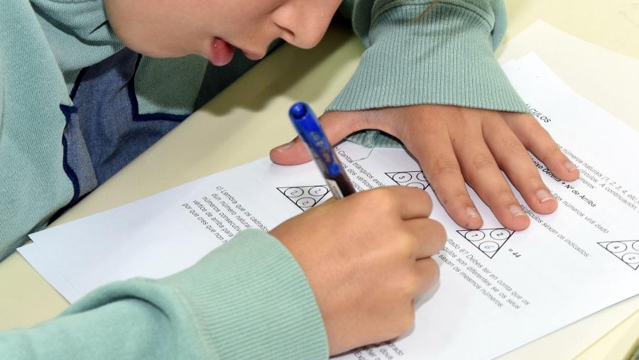 Alumno realizando unha proba de Estalmat. FOTO: Santi Alvite