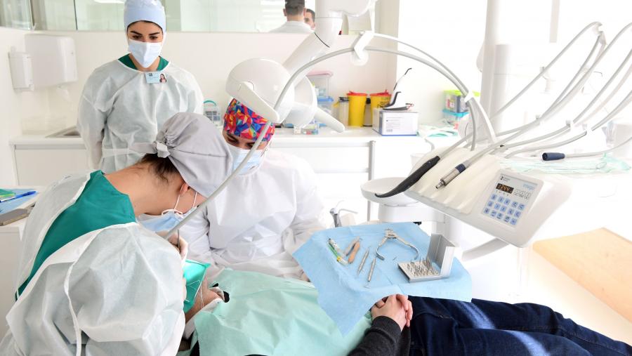 A Cátedra trata de captar novos talentos, promovendo bolsas e proxectos de investigación competitivos no ámbito internacional, así como fomentando a colaboración entre a USC e o sector profesional e empresarial da odontoloxía. Imaxe de arquivo dunha clase práctica na USC. FOTO: Santi Alvite