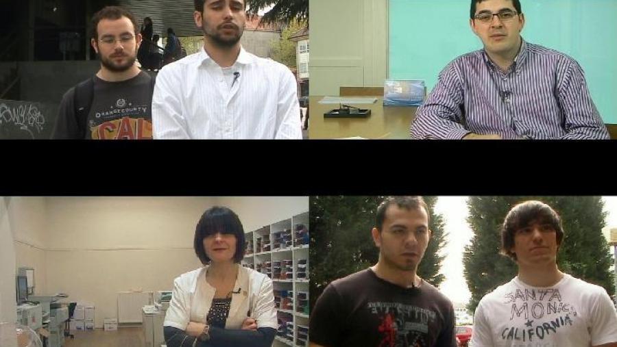 Fotomontaxe con distintos momentos do videomatón proxectado