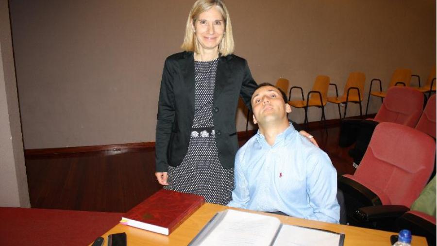 Iago Pérez Santalla coa directora da súa tese de doutoramento, Beatriz Fernández Herrero