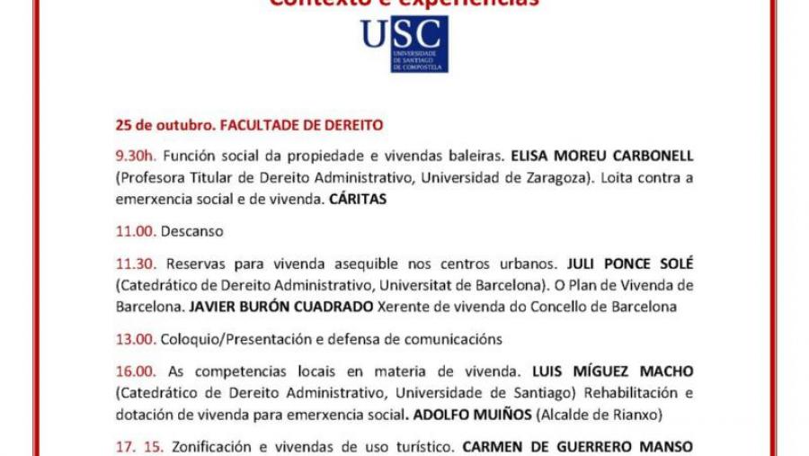Políticas urbanas, vivenda e vulnerabilidade, a análise nun seminario en Dereito