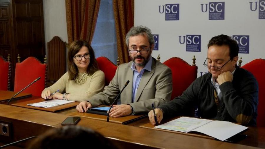 De esquerda a dereita, Mar Lorenzo, Víctor Arce e Xosé L. Braña. Foto: Servimav-USC