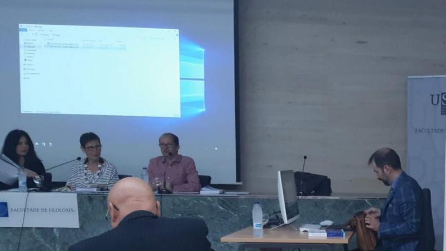 David González Gándara, na defensa da súa tese de doutoramento en Filoloxía