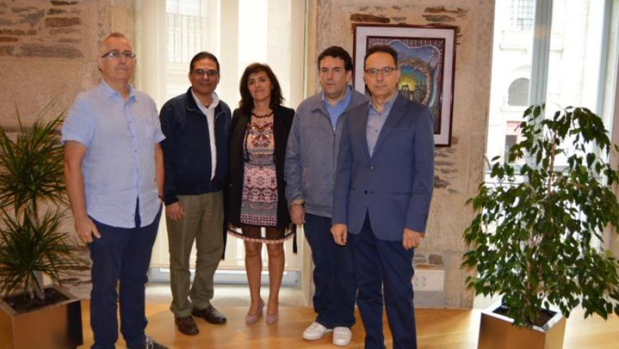 De esquerda a dereita, Dafonte, De Souza Junior, Valcárcel, Farias de França e Zapata, na Vicerreitoría de Lugo