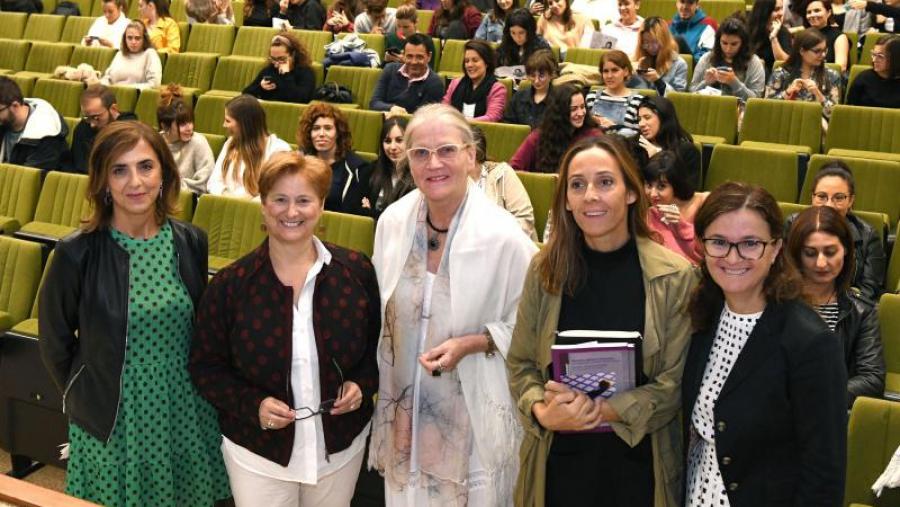 De esquerda a dereita, Liste, Cobo, Radl Philipp, Díaz Varela, e Lorenzo Moledo en Ciencias da Educación. Foto: Santi Alvite
